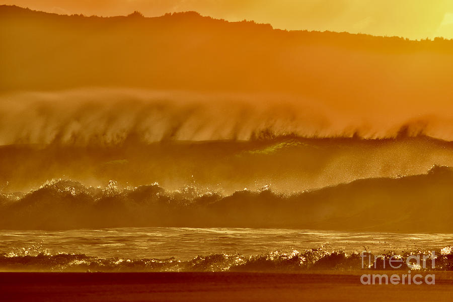 Glorious Golden  Waves Ke iki Beach Photograph by Debra Banks