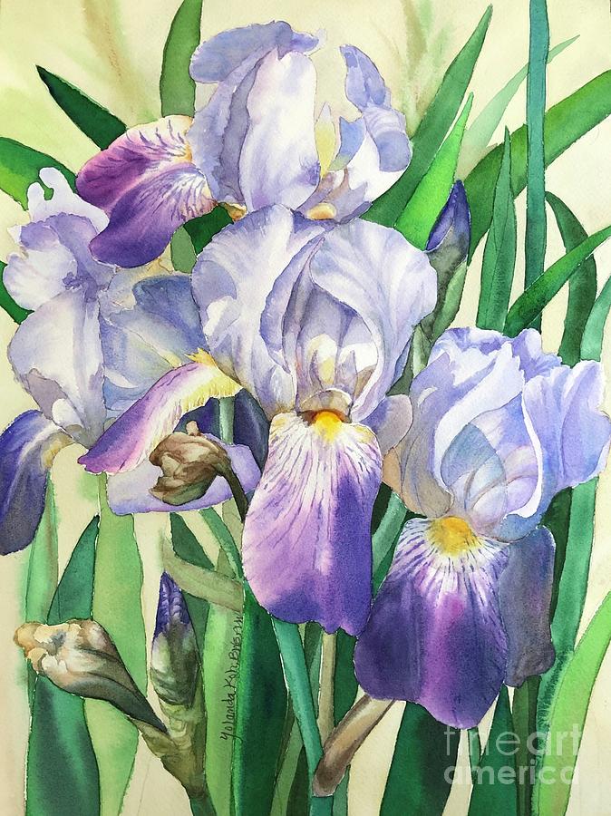 Glorious Irises Painting by Yolanda Koh