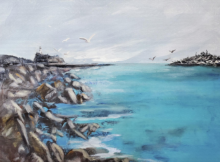 Glorious Morning On a Rocky Coastline Painting by Sharon Williams Eng