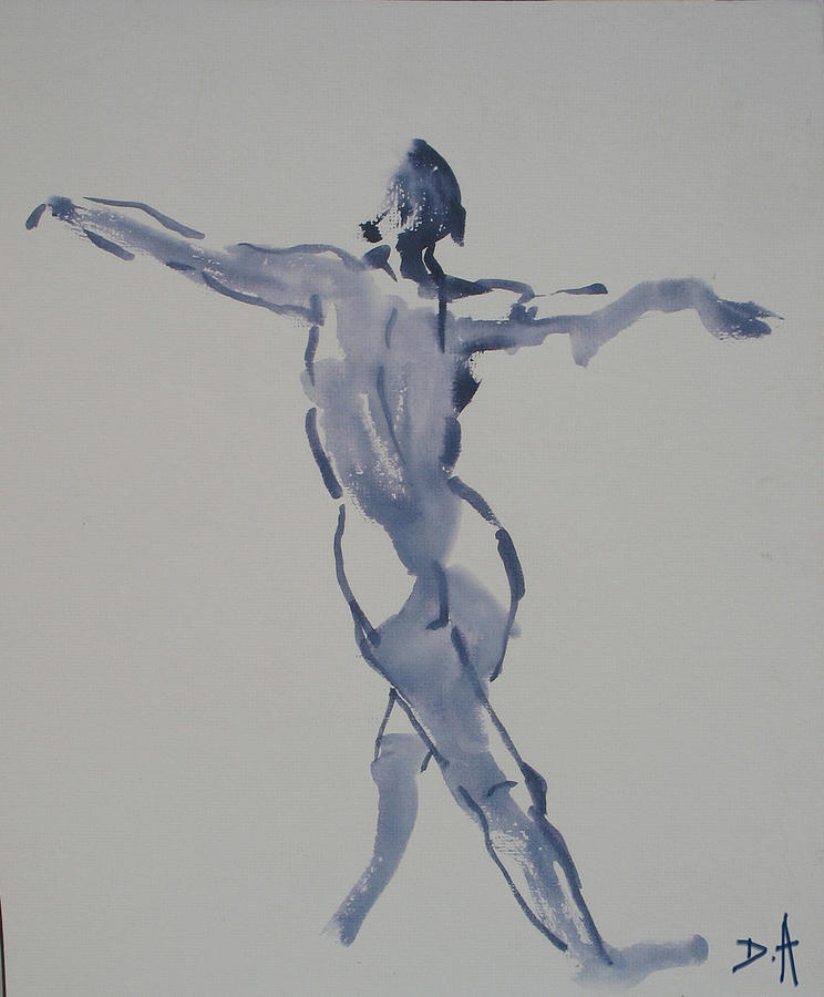 Nude Drawing - Glorious nude from the back by Dominique Amendola