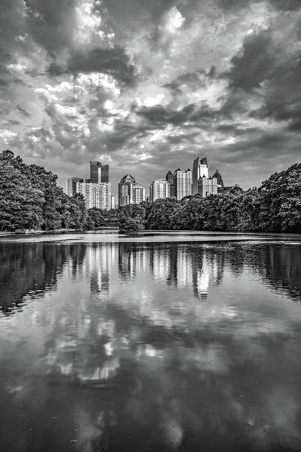 Glorious Reflections Of Atlanta Georgia - Black and White Photograph by Gregory Ballos