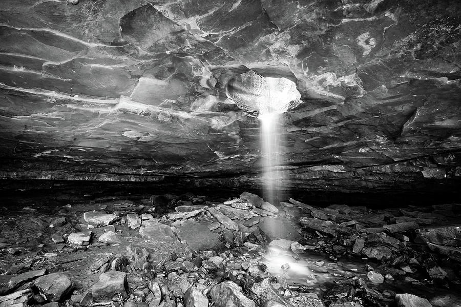 Glory Hole Falls In Black And White - Arkansas Photograph by Gregory Ballos