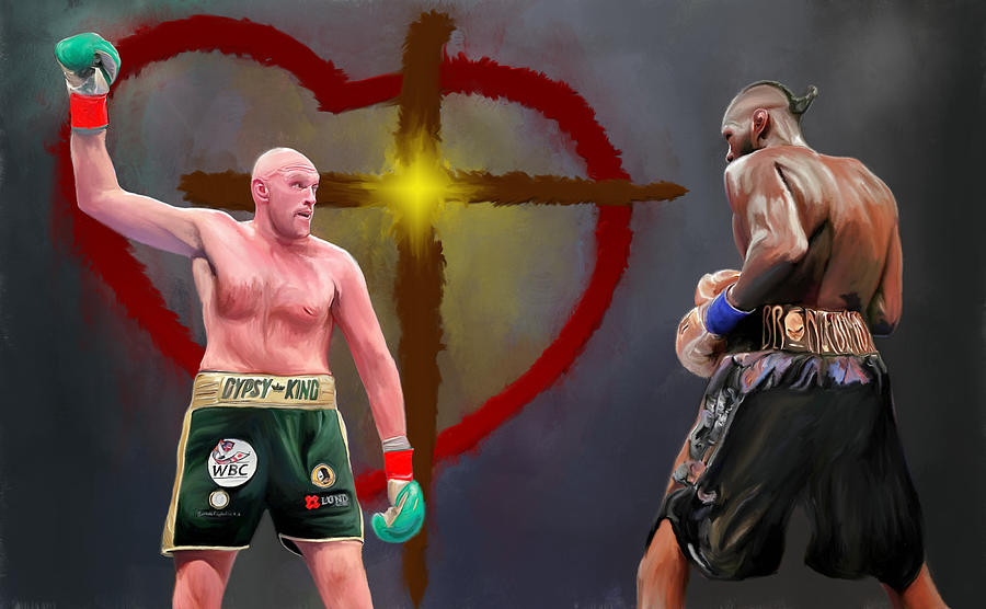 Boxing Digital Art - Glory to God - Tyson Fury vs Deontay Wilder Tribute by GalleryHope Collective