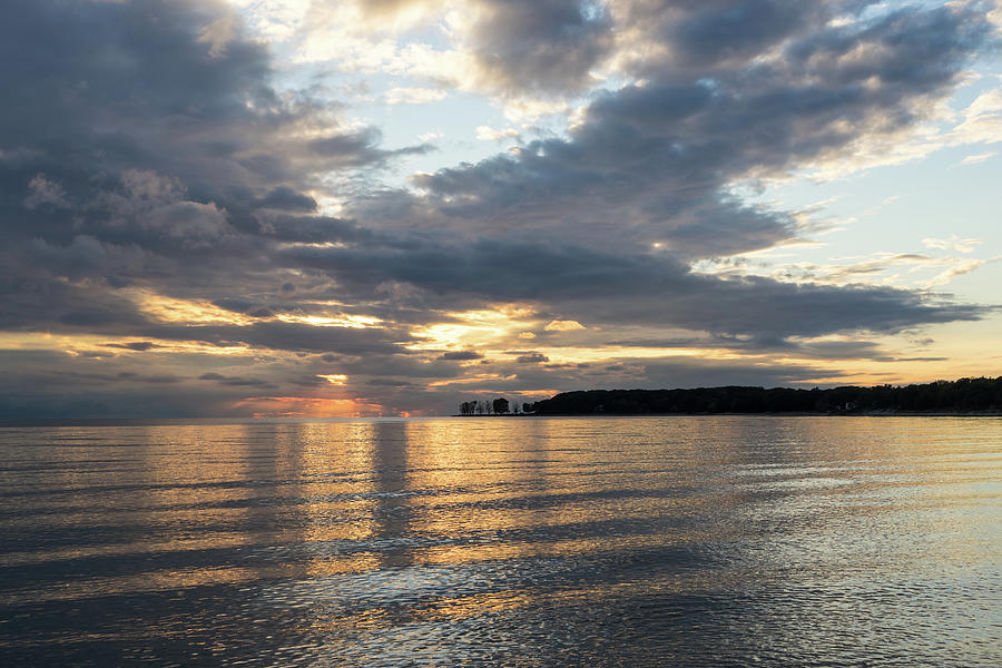Glossy Turbulent Glory - Sunset at Lorraine Bay Lake Erie North Shore Photograph by Georgia Mizuleva