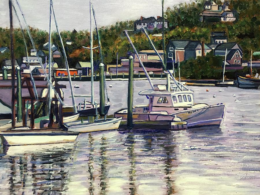 Gloucester Boats in Harbor Painting by Richard Nowak