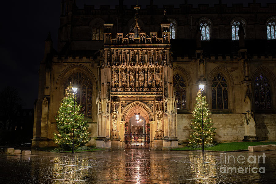 Gloucester Cathedral After Dark at Christmas Photograph by Tim Gainey
