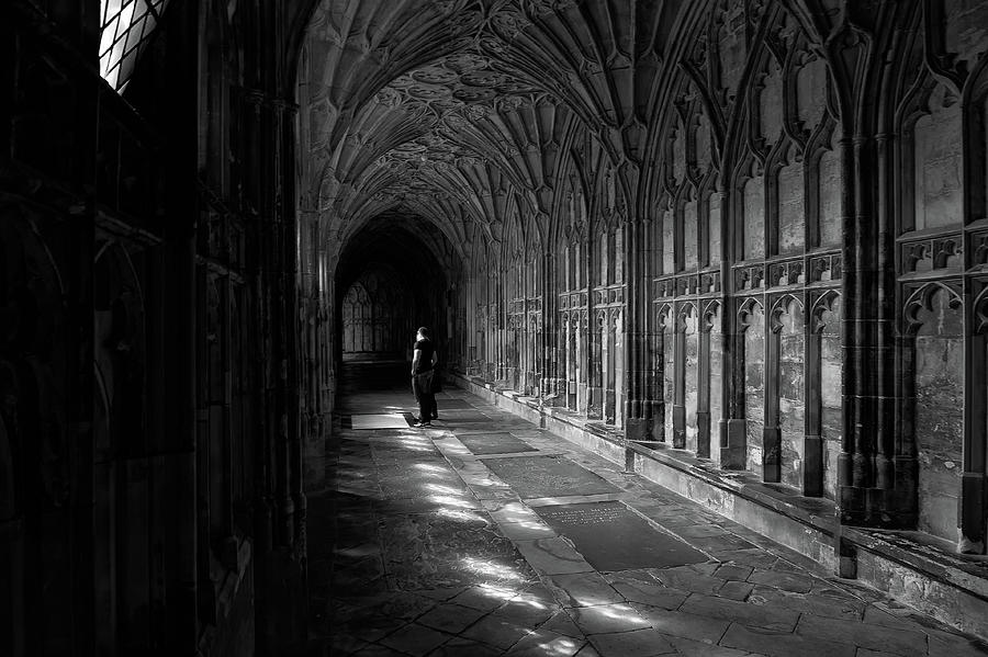 Gloucester Cathedral black and white Photograph by Doug Wittrock