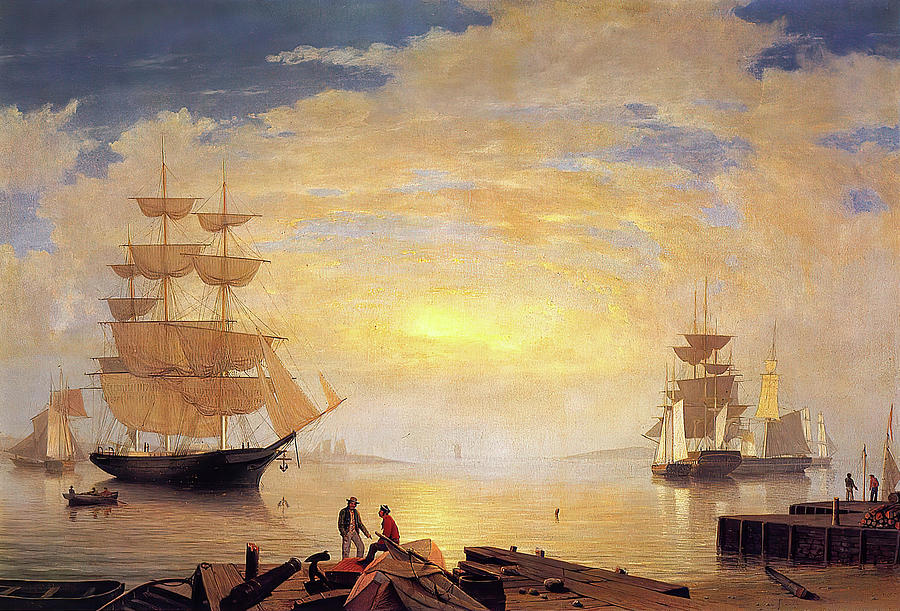 Gloucester Harbor At Sunrise Painting