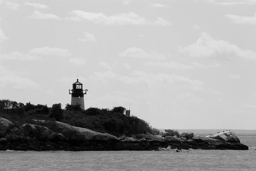 Black And White Photograph - Gloucester Lighthouse Monochrome by Unbridled Discoveries Photography LLC