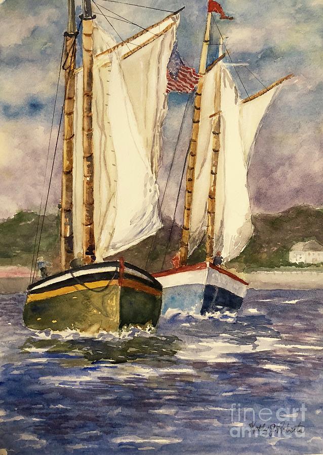 Gloucester Schooners Painting by Kathryn G Roberts