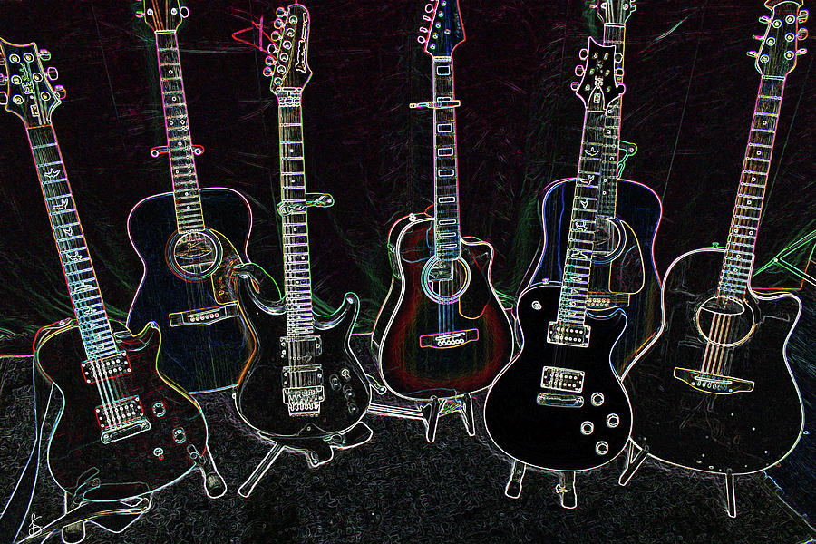 Glow Guitars Photograph by Linda Sannuti