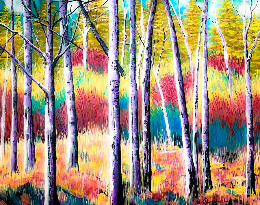 Glowing Aspen Forest Painting by Jennifer Lake
