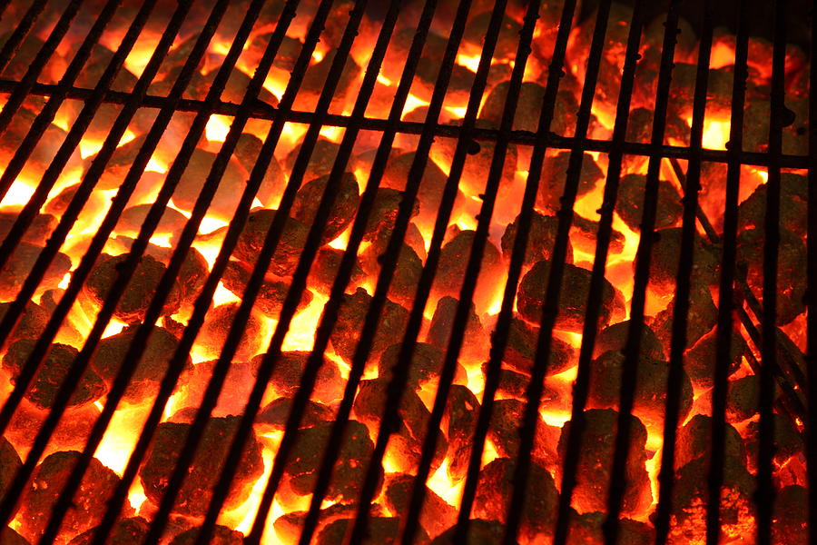 Glowing burning hot barbeque Grill Photograph by Pejft
