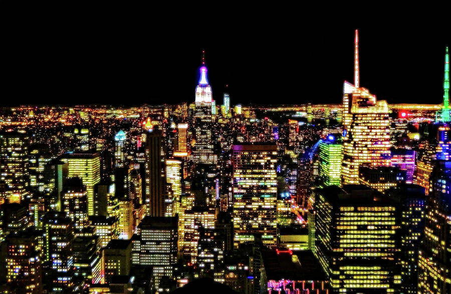 Glowing Colorful New York City Skyline Photograph by Dan Sproul