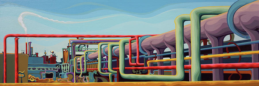 Glowing Industrial Power Flow Painting by Amy Ferrari