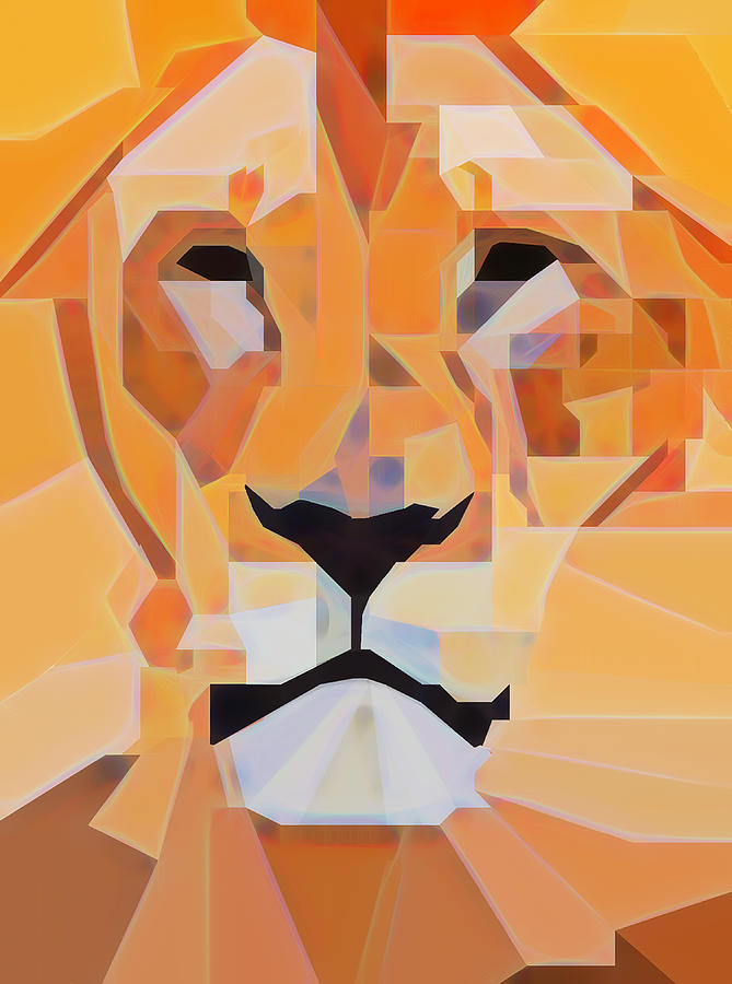 Glowing Lion Head Digital Art by Dan Sproul