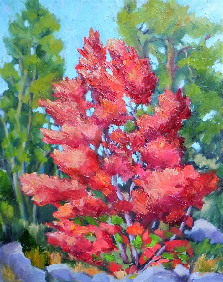 Red Hot Maple Painting by Marian Berg