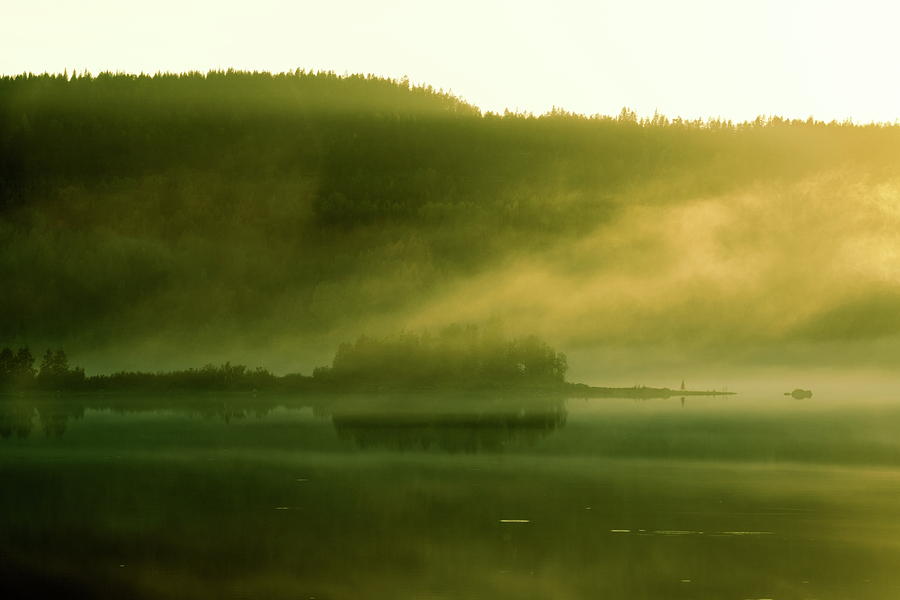 Glowing mists are rising from a forest lake Photograph by Ulrich Kunst And Bettina Scheidulin