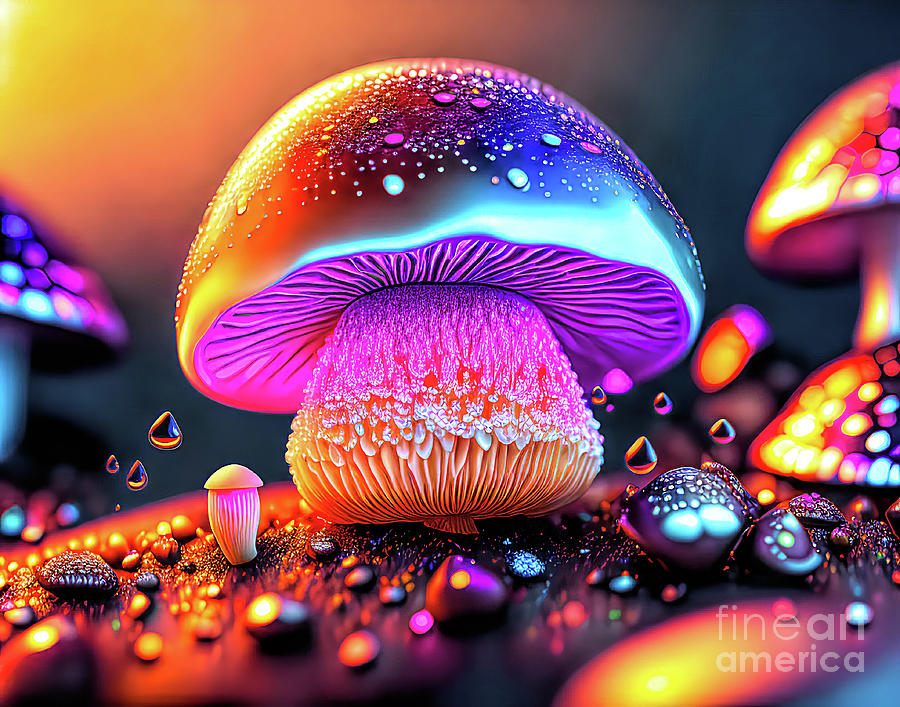 Mushroom Digital Art - Glowing Mushroom by Elisabeth Lucas