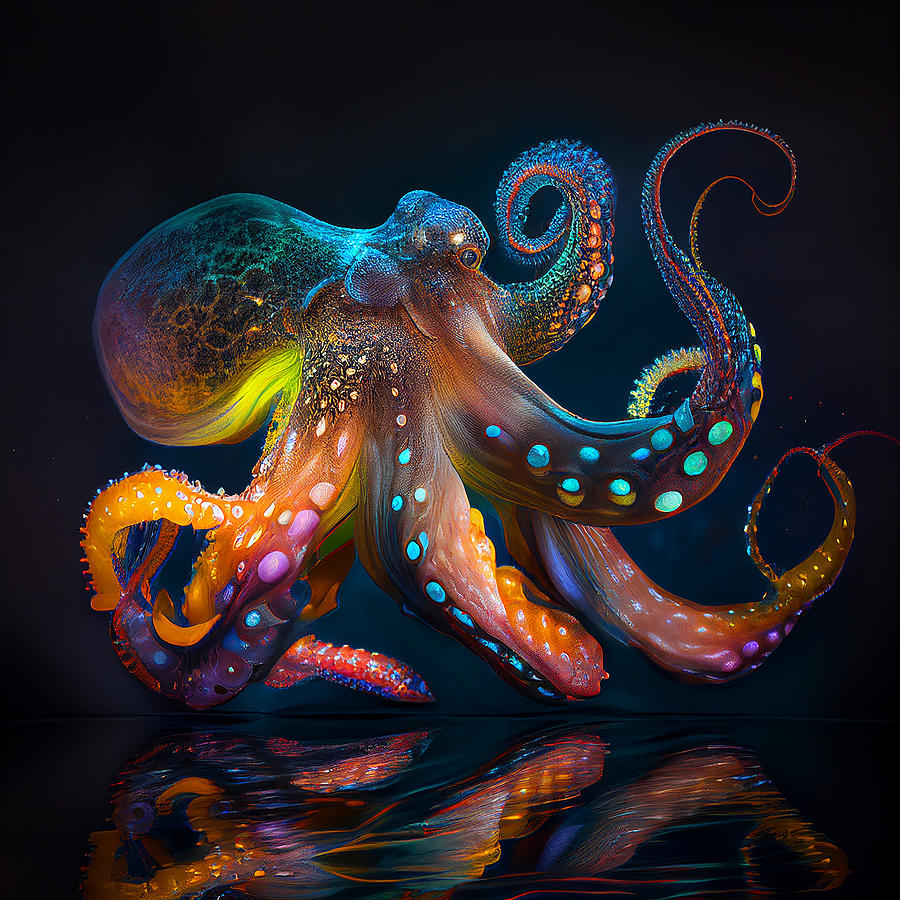 Glowing Octopus Digital Art by Jennifer Hotai