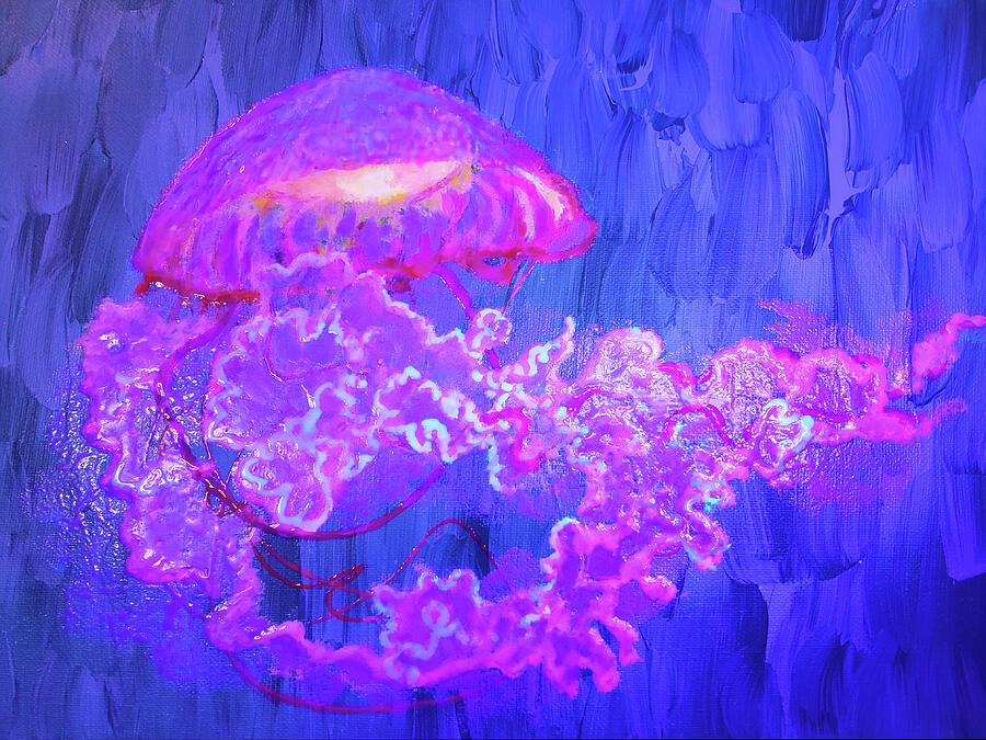 Glowing Pink Jellyfish Painting by Angela Brunson Glowing Pink Jellyfish Painting by Angela Brunson