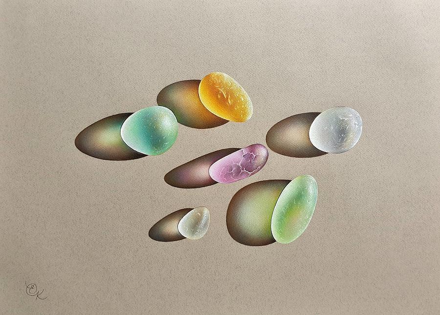 Glowing seaglass Drawing by Elena Kolotusha