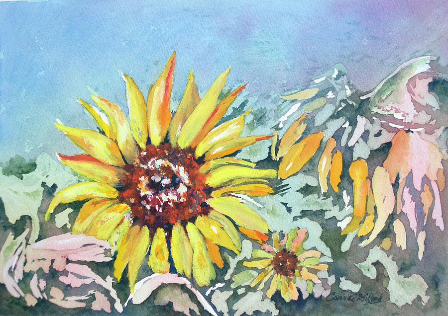 Glowing Sunflowers By Connie S. Gifford Painting By Connie S Gifford 