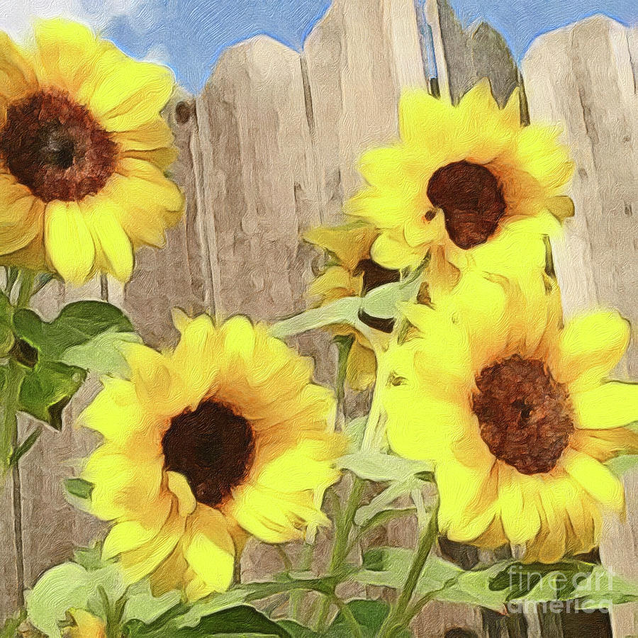 Glowing Sunflowers Digital Art by Wendy Golden