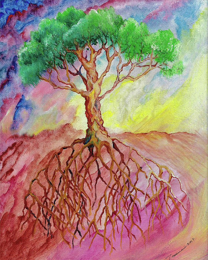 Glowing Tree Painting by Teresamarie Yawn