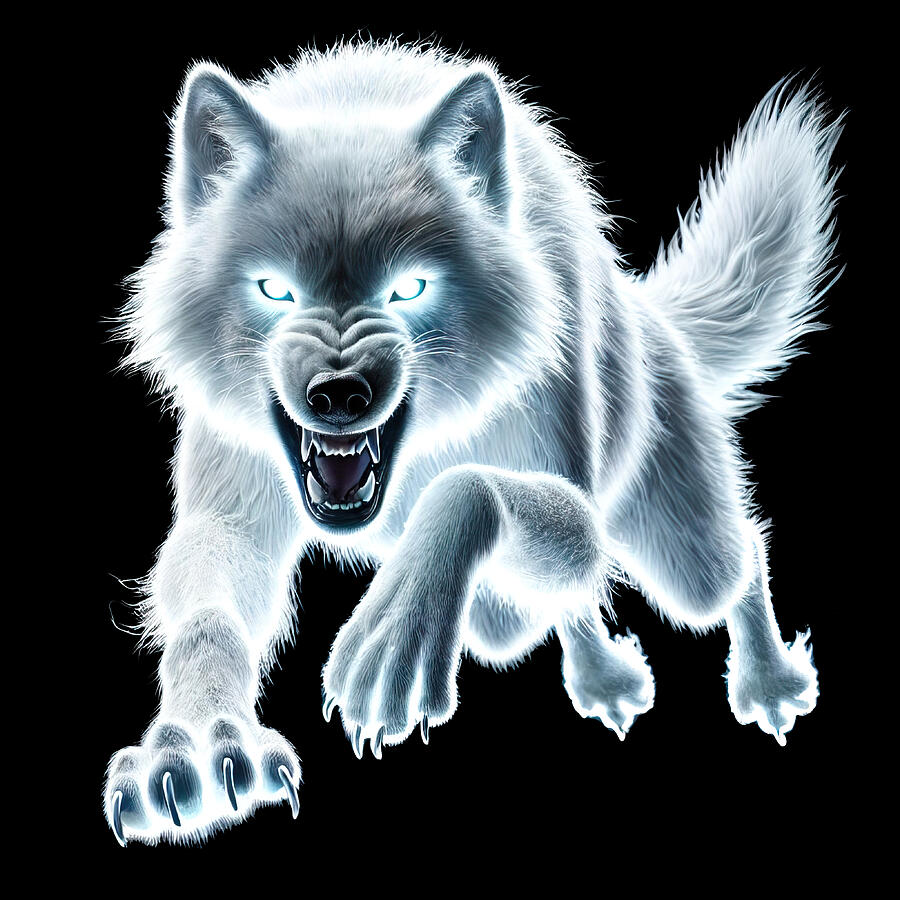 Glowing White Wolf Ai Art by Shane Bechler Glowing White Wolf Ai Art by Shane Bechler