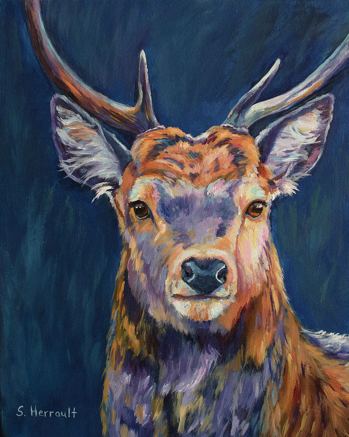 Deer Painting - Glowing with Confidence by Sandy Herrault