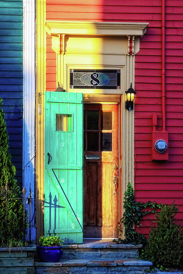 Glowing wooden door at golden light, Newfoundland, Canada Photograph by Tatiana Travelways