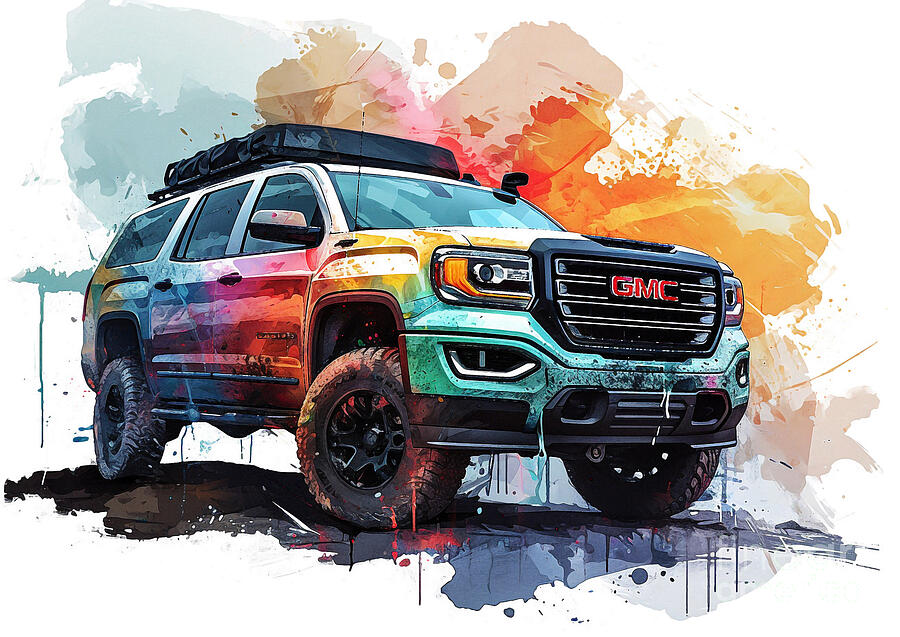 GMC Acadia AT4 auto vibrant colors Painting by Clark Leffler - Fine Art 