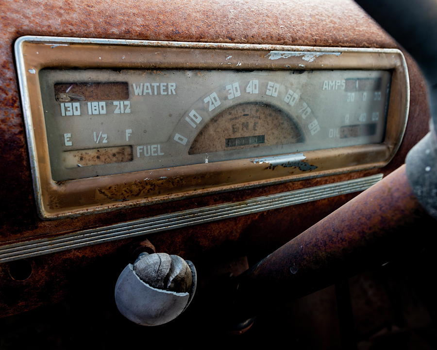 GMC Pickup dashboard and gauges Photograph by Art Whitton