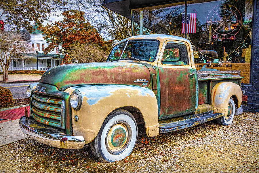 GMC Pickup Truck in the Fall Photograph by Debra and Dave Vanderlaan