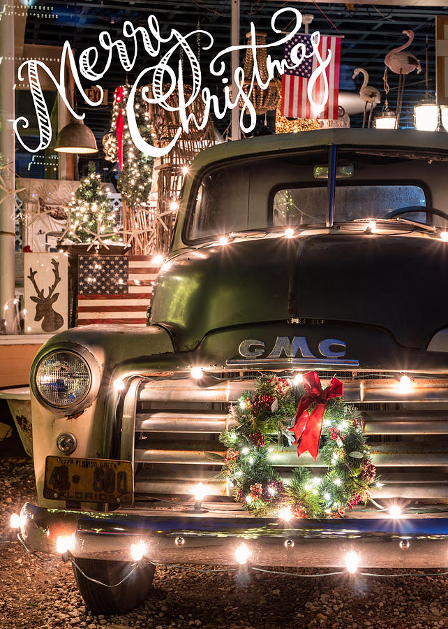 GMC Truck Christmas Card Photograph by Dawna Moore Photography