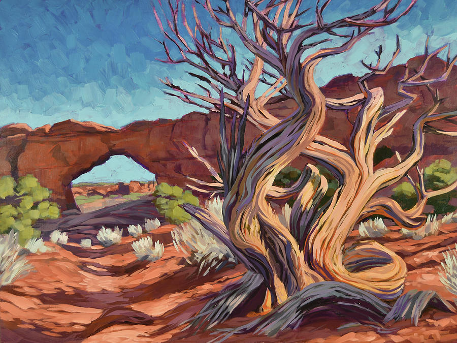 Gnarled Juniper at Broken Arch Painting by Stephen Bartholomew