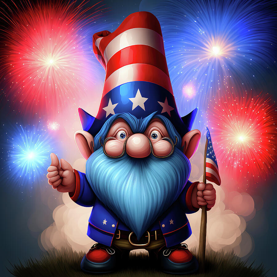 Gnome Celebrating 4th of July Digital Art by Jim Vallee