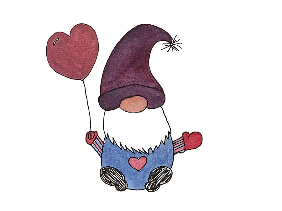 Gnome with Purple Hat Mixed Media by Lisa Neuman