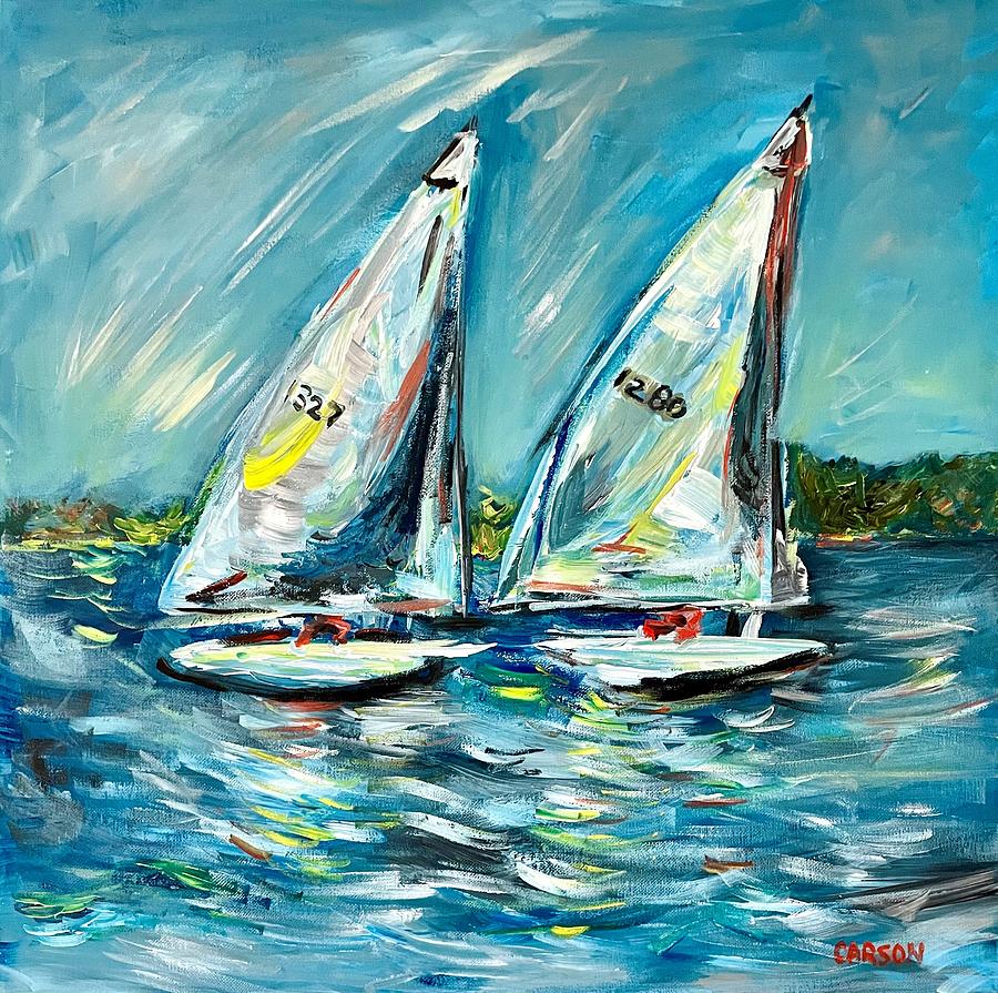 Boat Painting - Go Go Go by Susan Carson