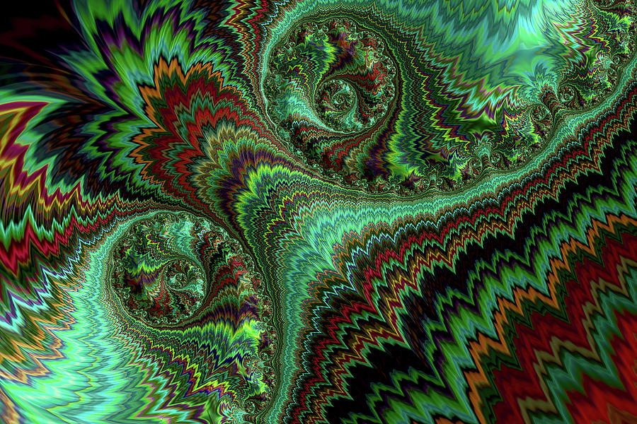Go Green - Spiral Fractal Art Digital Art by Peggy Collins