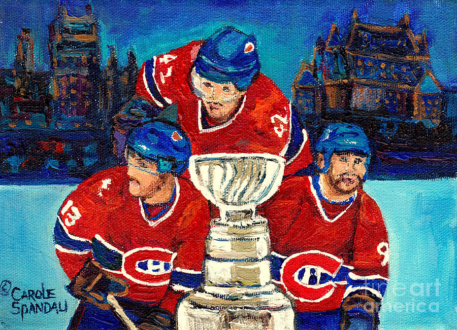 Go Habs Go Stanley Cup Hockey Stars Montreal Hockey Art Canadian Paintings C Spandau Quebec Artist Painting by Carole Spandau