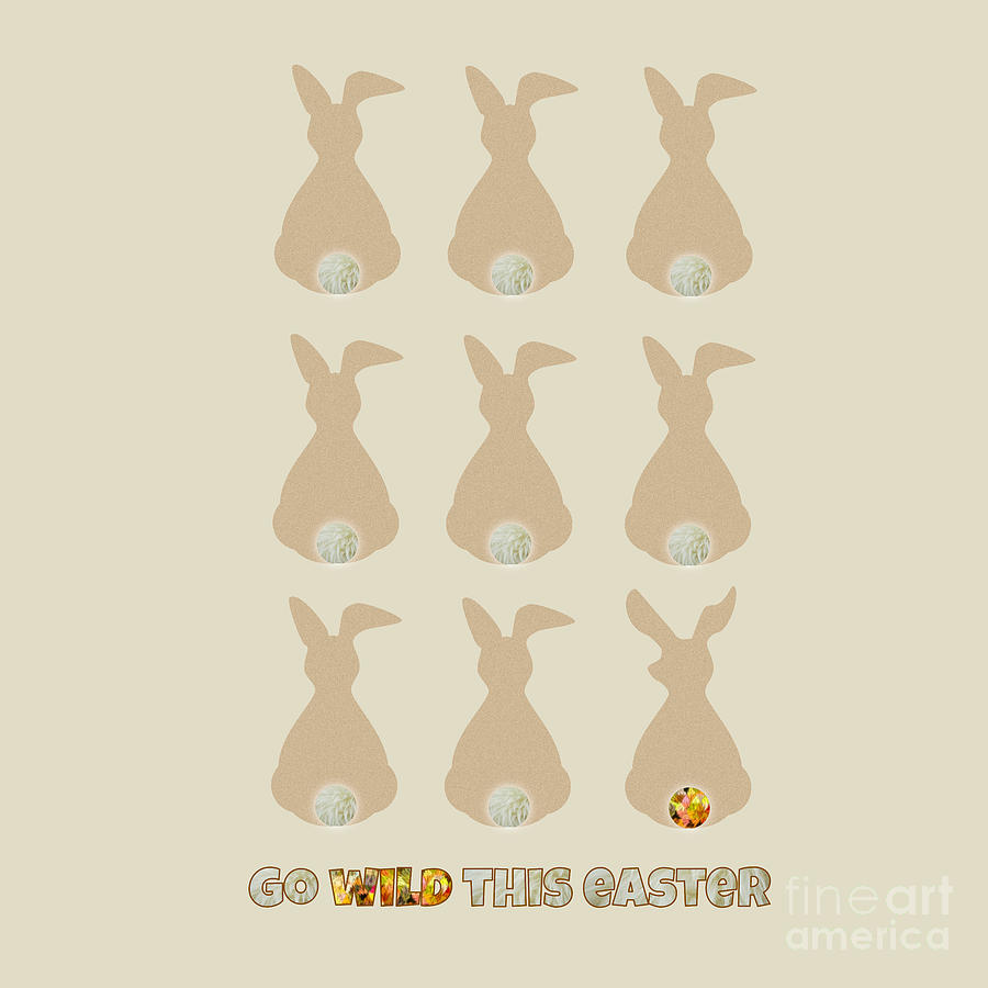 Funny Easter Bunny Cute Animal - Go Wild Digital Art by Barefoot Bodeez Art