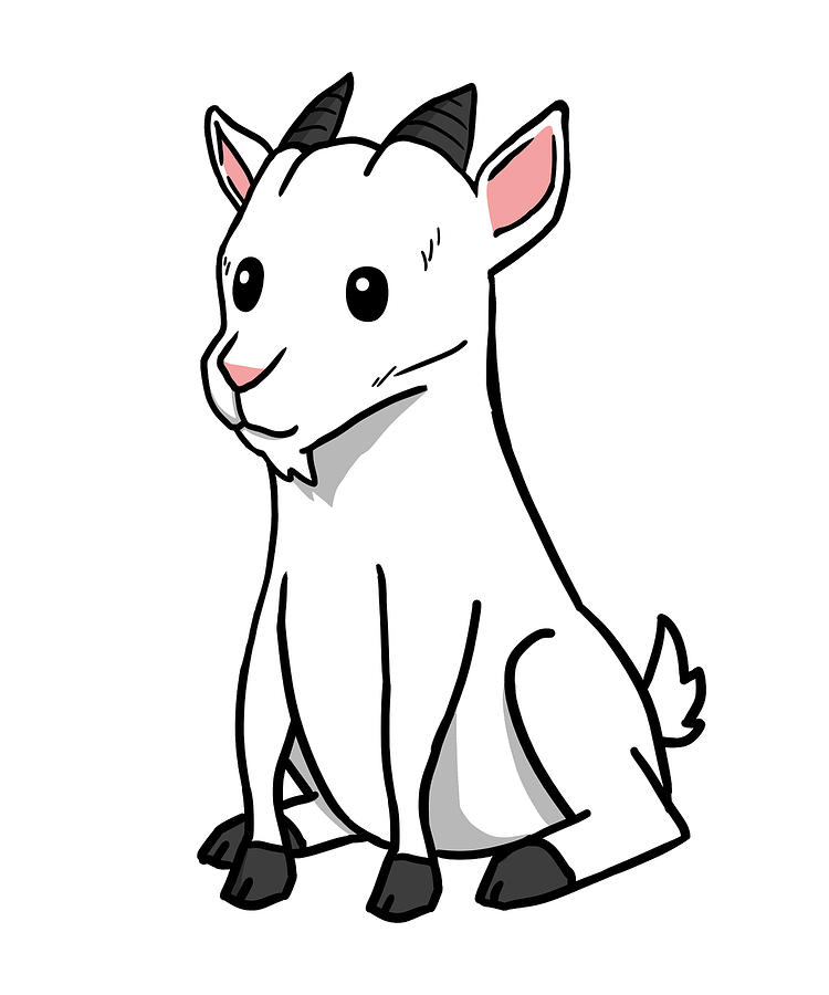 Goat Cute Cartoon Digital Art by Jeff Chen - Pixels