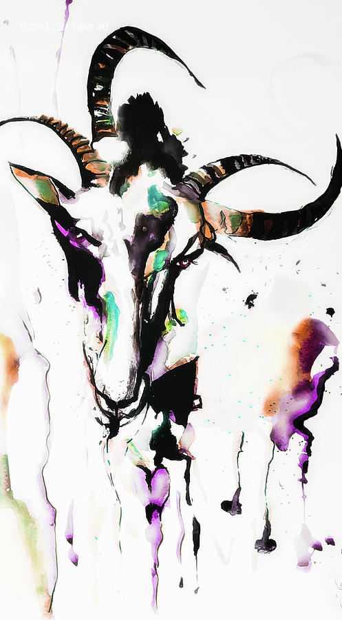 Goat Face Original Painting by Lisa Kaiser