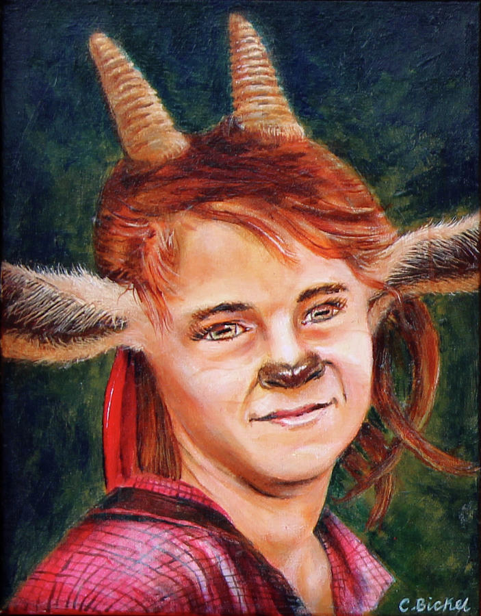 Goat Girl Painting by Charles Bickel Goat Girl Painting by Charles Bickel