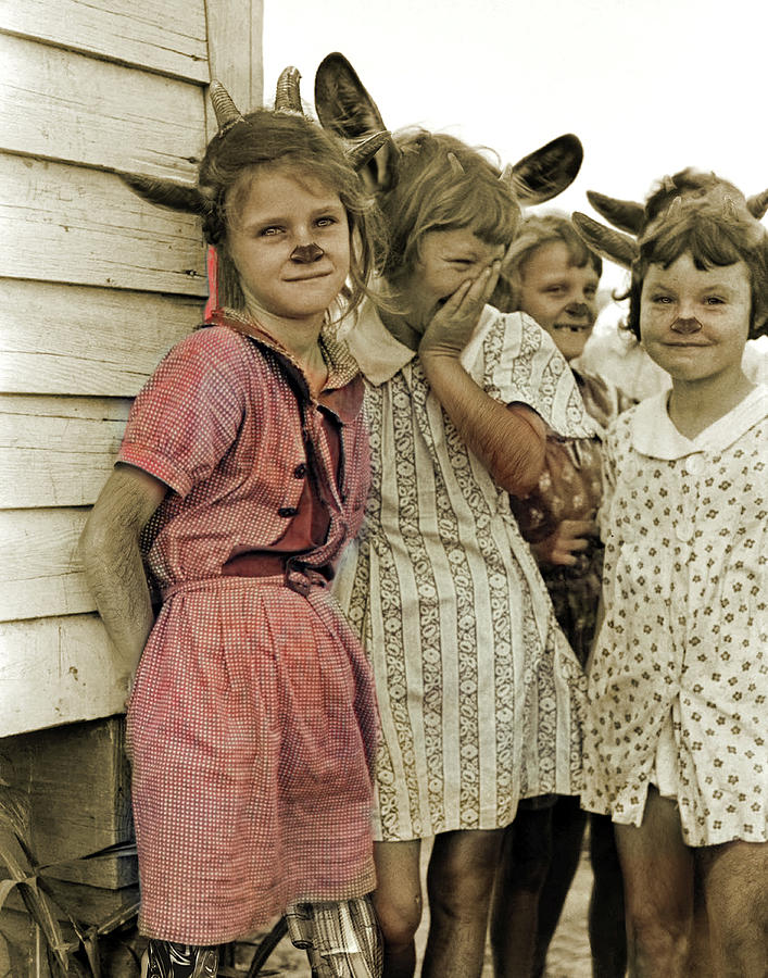 Goat Girls Mixed Media by Charles Bickel Goat Girls Mixed Media by Charles Bickel