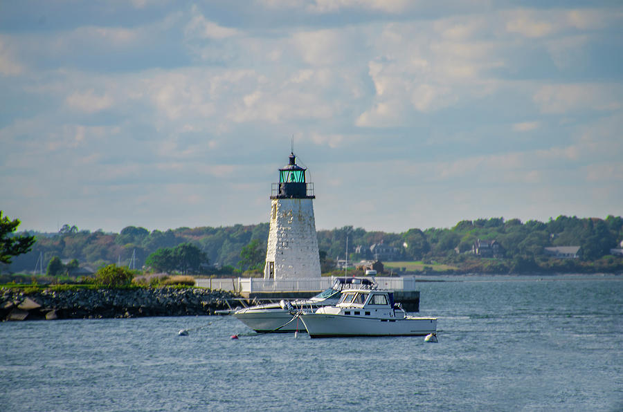 Goat Island Lighthouse - Narragansett Bay - Rhode Island Photograph by Bill Cannon
