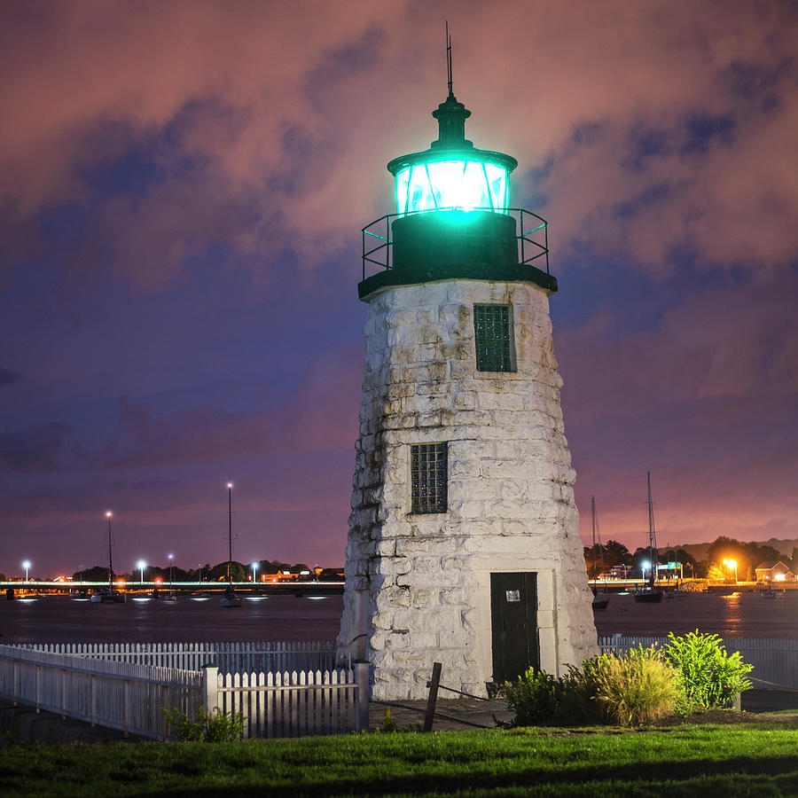 Goat Island Lighthouse Newport RI Square Photograph by Toby McGuire