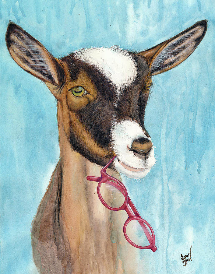Goat Spectacle Painting by Marie Stone-van Vuuren